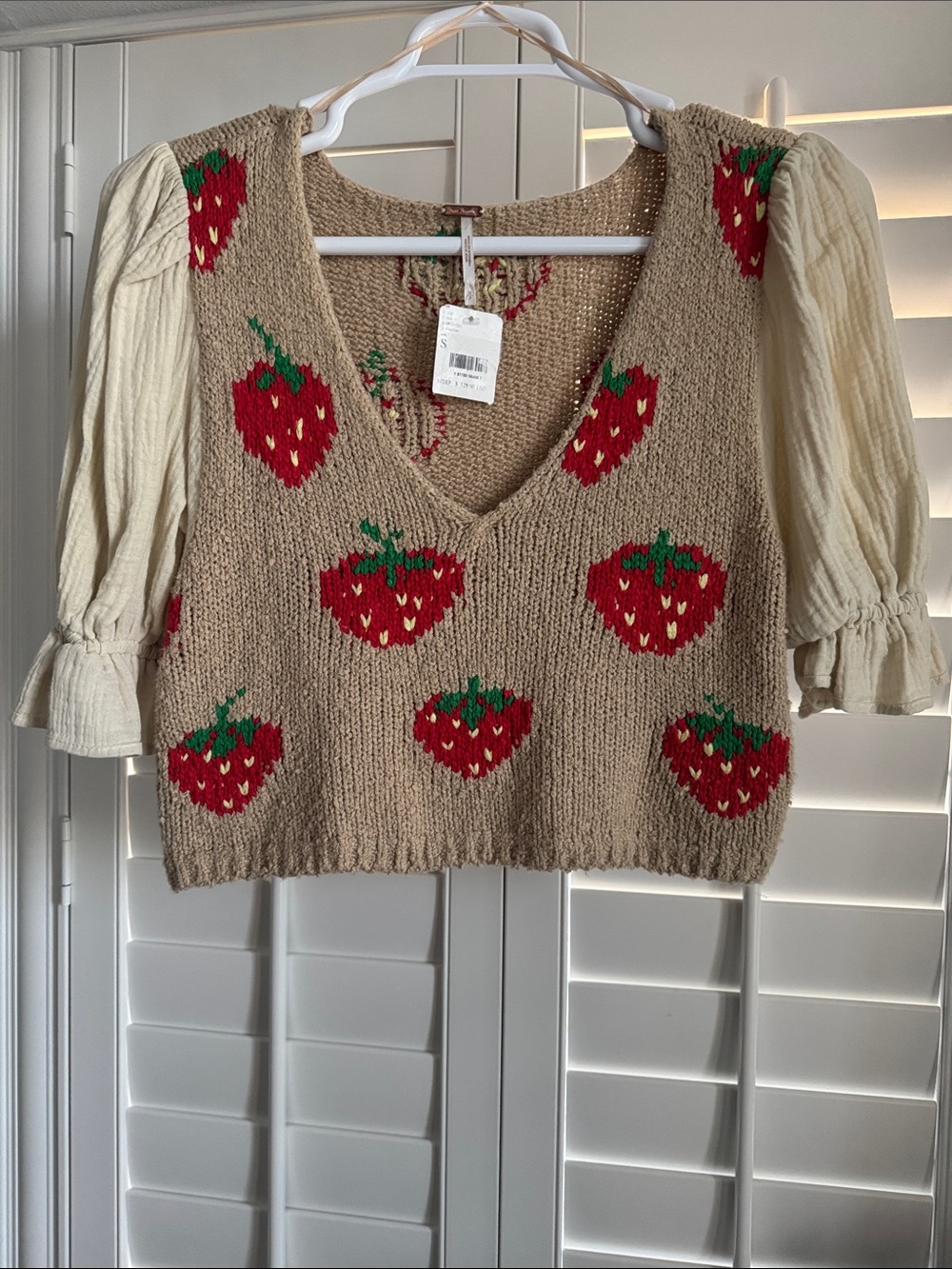 Free People Strawberry Jam Cropped Sweater NWT